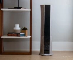 AIRCARE ESSENTIALS PILLAR Ultrasonic Cool Mist Whisper Quiet Humidifier -Home Sale Store aircare pillar on showroom floor