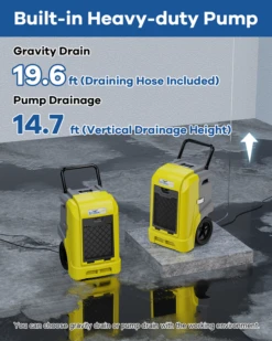AlorAir Storm Ultra LGR 90 Large Capacity 190 Pint Smart Wi-Fi Commercial Dehumidifier With Pump, Yellow 16 AlorAir Storm Ultra LGR 90 Large Capacity 190 Pint Smart Wi-Fi Commercial Dehumidifier With Pump, Yellow -Home Sale Store alorair ultra hd90 drainage