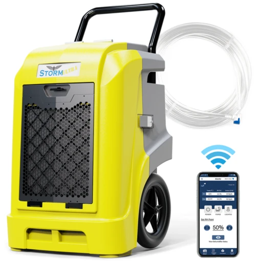 AlorAir Storm Ultra LGR 90 Large Capacity 190 Pint Smart Wi-Fi Commercial Dehumidifier With Pump, Yellow